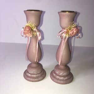 Vintage Pale Pink Candle Sconces